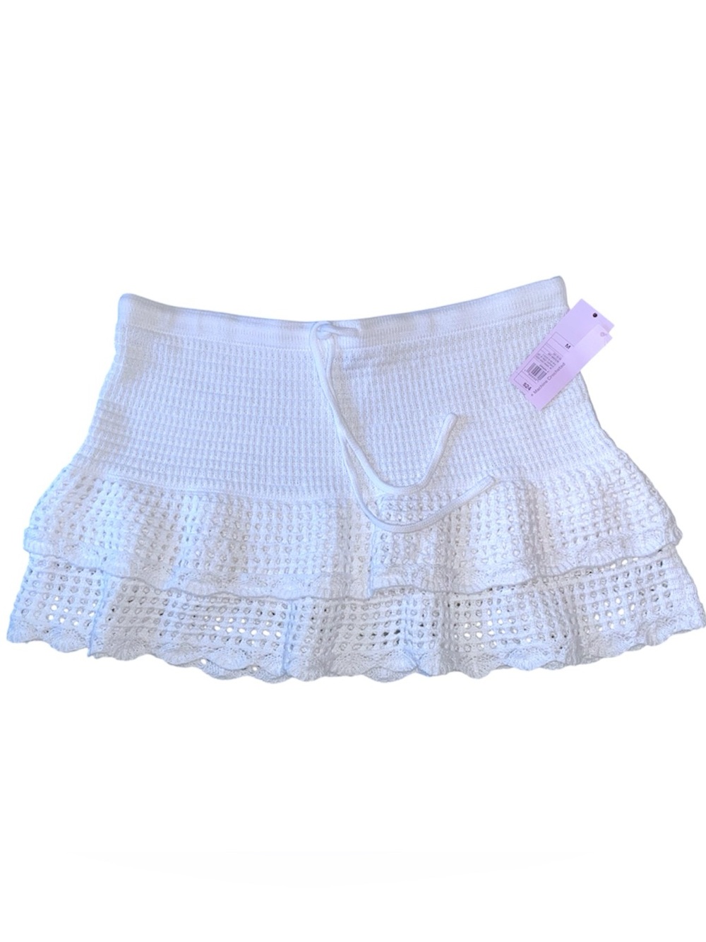 wild fable White Crochet Tiered Mini Skirt